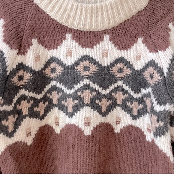 Aerie Fair Isle Wool Blend Chunky Knit Sweater - Picture 5 of 8